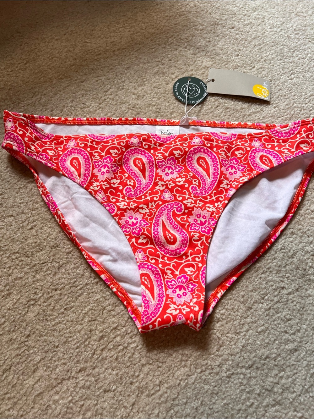 Boden Red & Pink Paisley Bikini Bottom